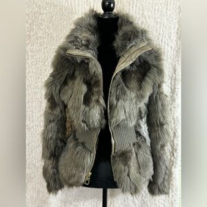 Victorias Secret Faux FUR Jacket Peplum Hem Foxy Brown- X-Small